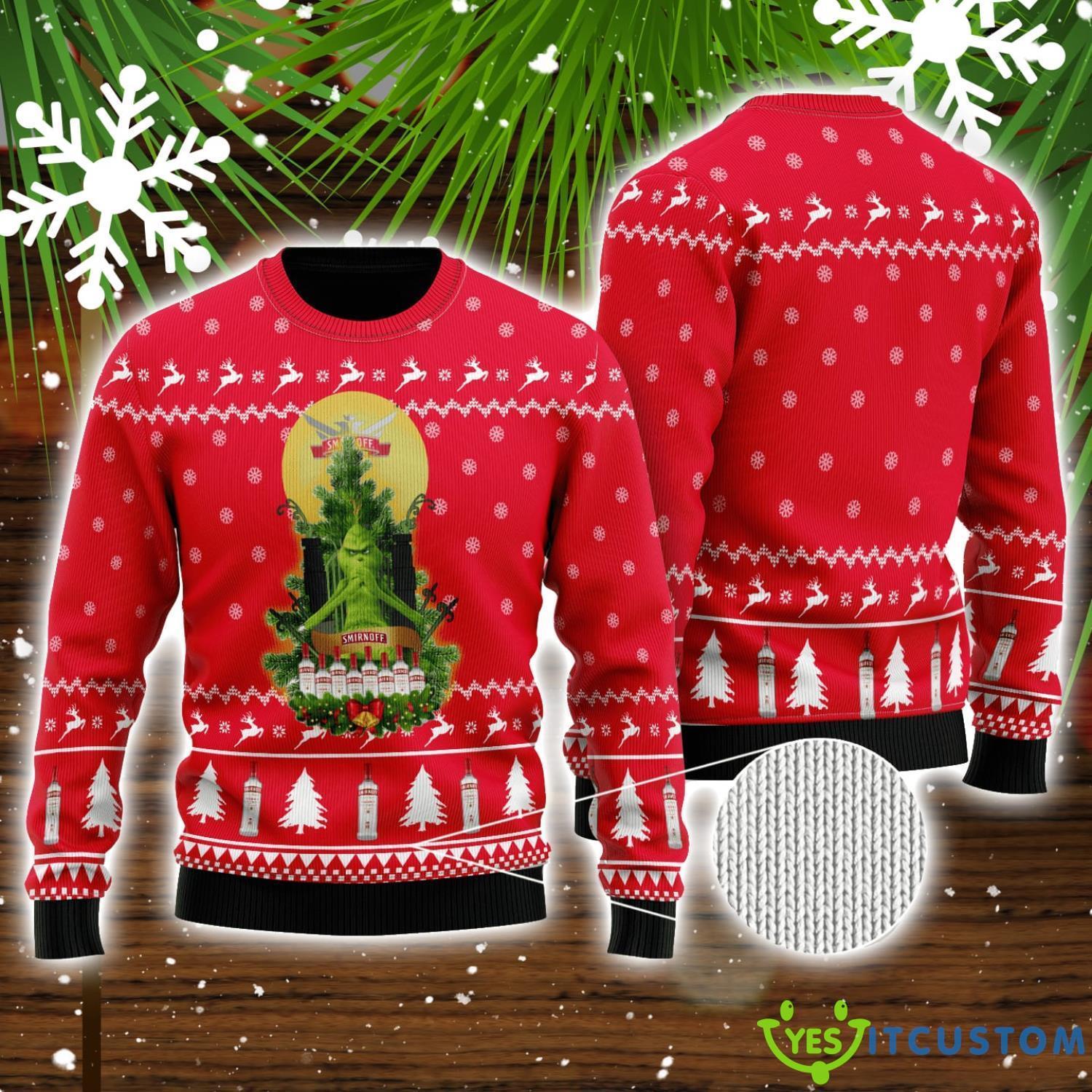 Smirnoff Vodka Lover Grinch Snow Ugly Christmas Sweater Unisex Sweater For Men And Women 3 Smirnoff Vodka Lover Grinch Snow Ugly Christmas Sweater Unisex Sweater For Men And Women Product Photo 1