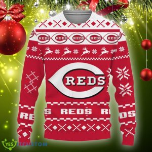 Snow Santa Pattern Logo Cincinnati Reds Christmas Tree Ugly Christmas Sweater Gift Holidays - Christmas Urly Sweater Snow Santa Pattern Logo Cincinnati Reds Christmas Tree Gifts Unisex For Fan, Hoodie, Sweatshirt-3D Sweatshirt_3