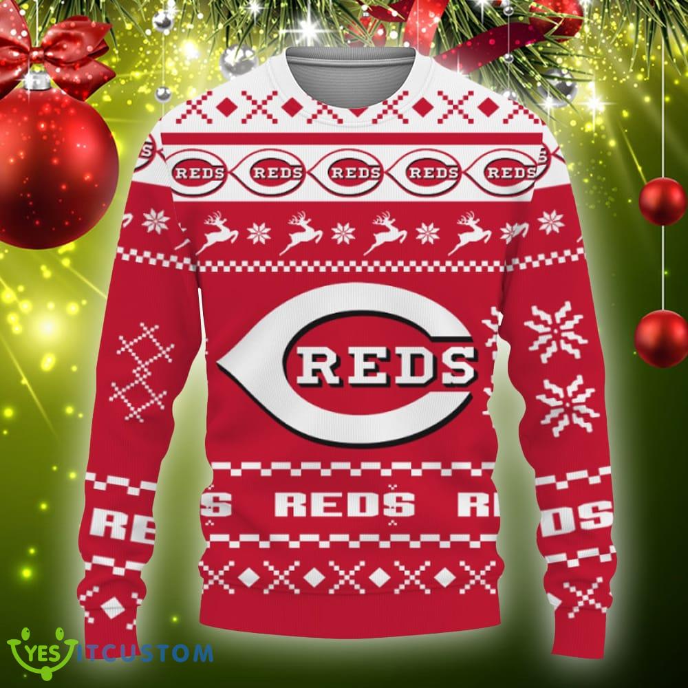 Snow Santa Pattern Logo Cincinnati Reds Christmas Tree Ugly Christmas Sweater Gift Holidays 5 Snow Santa Pattern Logo Cincinnati Reds Christmas Tree Ugly Christmas Sweater Gift Holidays - Christmas Urly Sweater Snow Santa Pattern Logo Cincinnati Reds Christmas Tree Gifts Unisex For Fan, Hoodie, Sweatshirt-3D Sweatshirt_3
