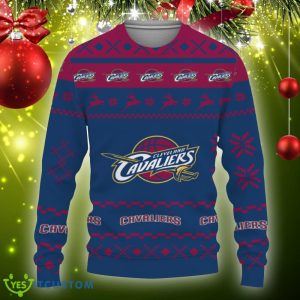 Snow Santa Pattern Logo Cleveland Cavaliers Christmas Tree Knitted Christmas Sweater Gift Holidays - Christmas Urly Sweater Snow Santa Pattern Logo Cleveland Cavaliers Christmas Tree Gifts Unisex For Fan, Hoodie, Sweatshirt-3D Sweatshirt_3