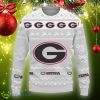 Snow Santa Pattern Logo Georgia Bulldogs Christmas Tree Knitted Christmas Sweater Gift Holidays - Christmas Urly Sweater Snow Santa Pattern Logo Georgia Bulldogs Christmas Tree Gifts Unisex For Fan, Hoodie, Sweatshirt-3D Sweatshirt_3