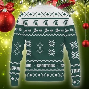 Snow Santa Pattern Logo Michigan State Spartans Christmas Tree Knitted Christmas Sweater Gift Holidays - 201023-131733