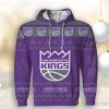 Snow Santa Pattern Logo Sacramento Kings 3D Unisex Christmas Hoodie Hot Trend For Fans Product Photo 1