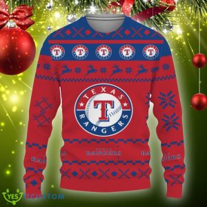 Snow Santa Pattern Logo Texas Rangers Christmas Tree Ugly Christmas Sweater AOP Gift Holidays - Christmas Urly Sweater Snow Santa Pattern Logo Texas Rangers Christmas Tree Gifts Unisex For Fan, Hoodie, Sweatshirt-3D Sweatshirt_3
