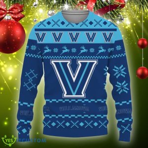 Snow Santa Pattern Logo Villanova Wildcats Christmas Tree Knitted Christmas Sweater Gift Holidays - Christmas Urly Sweater Snow Santa Pattern Logo Villanova Wildcats Christmas Tree Gifts Unisex For Fan, Hoodie, Sweatshirt-3D Sweatshirt_3
