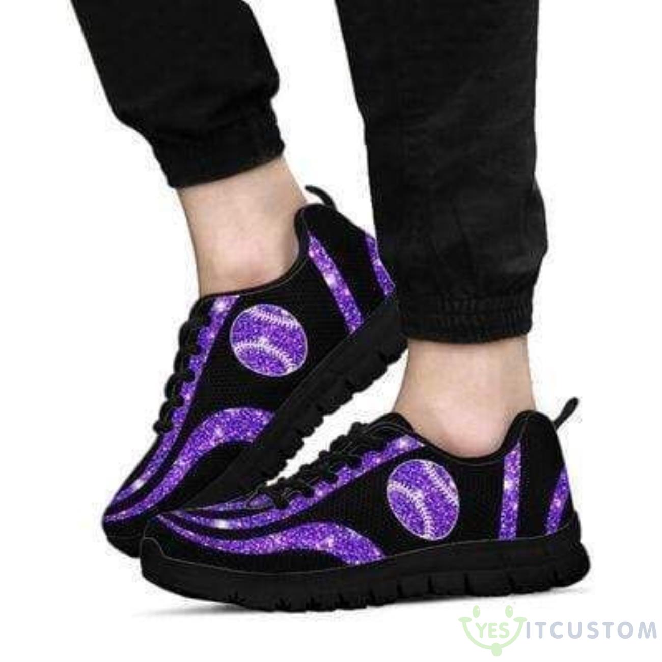 Sparkling Purple Softball Casual Running Sneakers 3 Sparkling Purple Softball Casual Running Sneakers Product Photo 3
