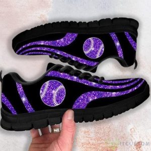 Sparkling Purple Softball Casual Running Sneakers Product Photo 1