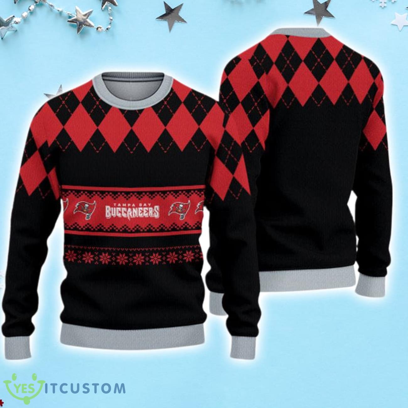 Tampa Bay Buccaneers Diamond Pattern Christmas Sweater 3 Tampa Bay Buccaneers Diamond Pattern Christmas Sweater Product Photo 1
