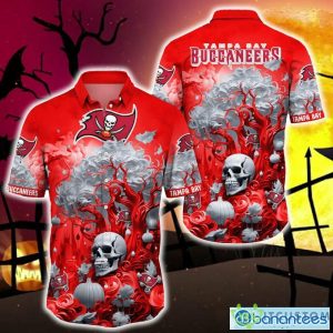 Tampa Bay Buccaneers Halloween Trending Skull 3D Hawaiian Shirt For Fans Gift Christmas Men And Women - Tampa Bay Buccaneers Halloween Skull Trending Hawaii Shirt New Arrivals_1