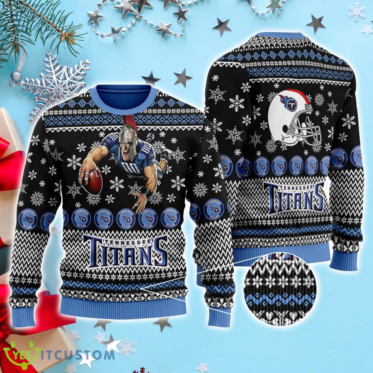 Tennessee Titans 3D Ugly Christmas Sweater 3 Tennessee Titans 3D Ugly Christmas Sweater Product Photo 1