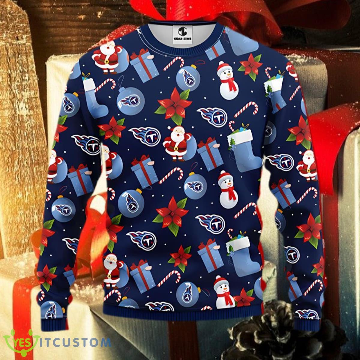 Tennessee Titans Santa Claus Snowman Ugly Christmas Sweater Nice Gift For Everyone 3 Tennessee Titans Santa Claus Snowman Ugly Christmas Sweater Nice Gift For Everyone Product Photo 1