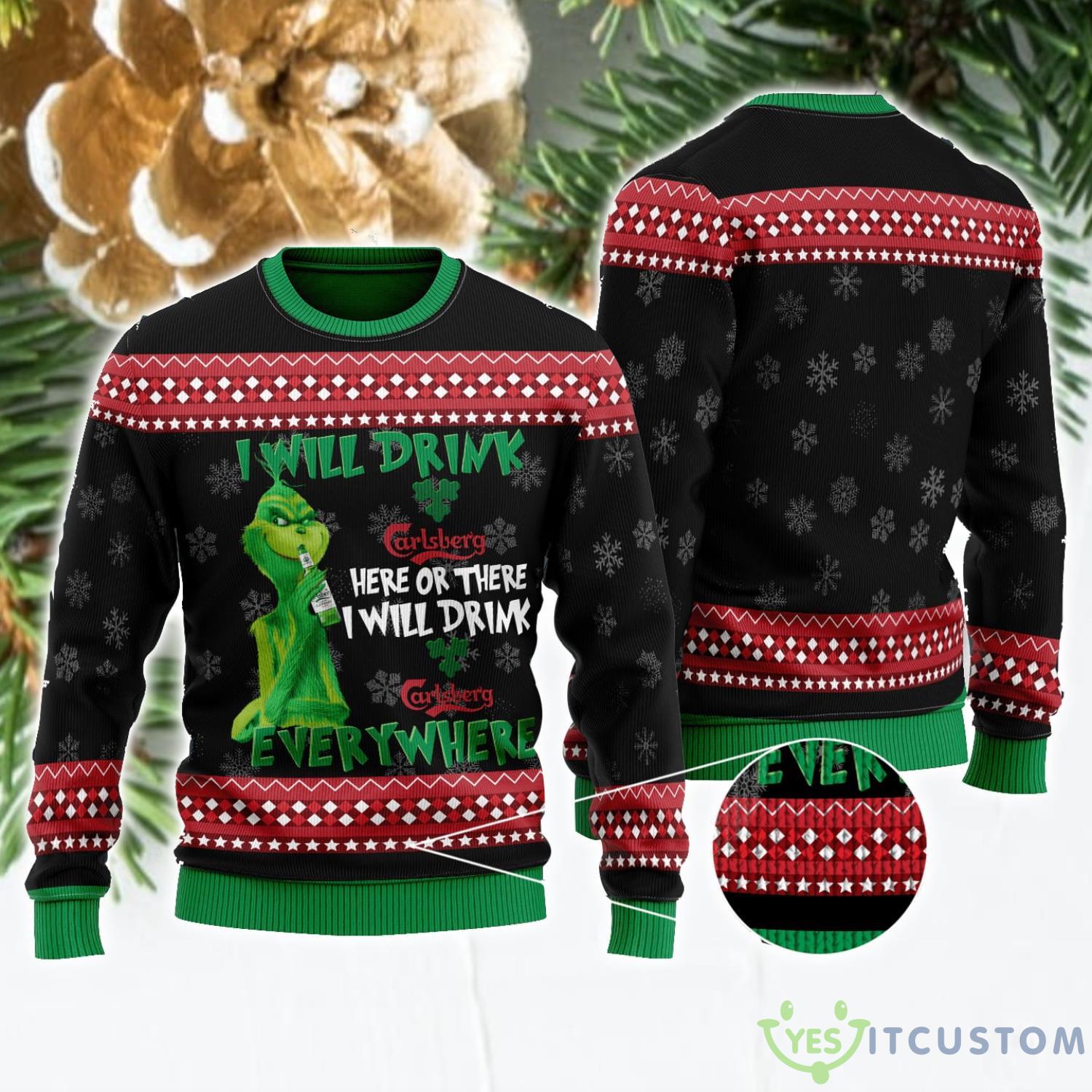 The Grinch I Will Drink Here Or There I Will Drink Carlsberg Everywhere Ugly Christmas Sweater Christmas Gift For Grinch Lover 3 The Grinch I Will Drink Here Or There I Will Drink Carlsberg Everywhere Ugly Christmas Sweater Christmas Gift For Grinch Lover Product Photo 1