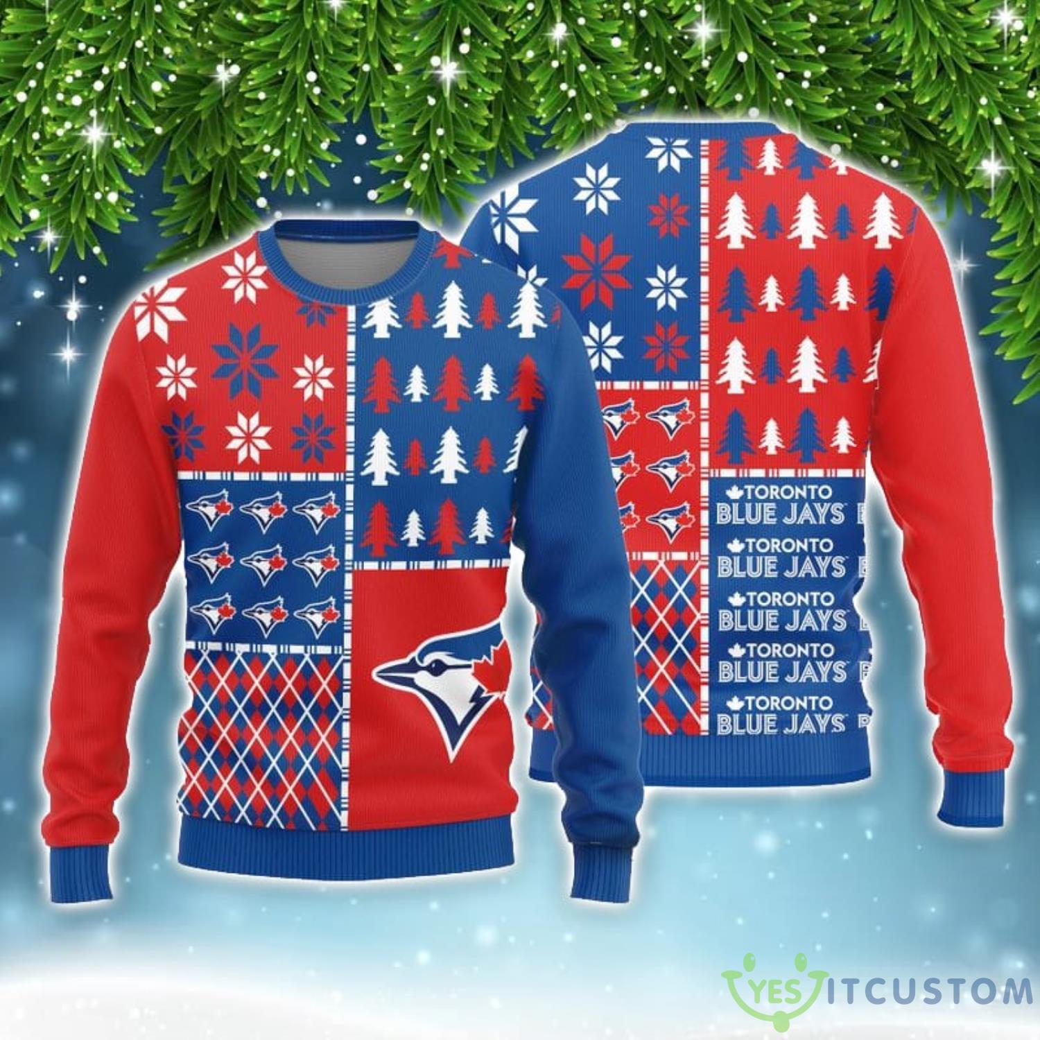 Toronto Blue Jays Christmas Pine Trees Pattern Limited Sweater Ugly Christmas Gift 3 Toronto Blue Jays Christmas Pine Trees Pattern Limited Sweater Ugly Christmas Gift Product Photo 1