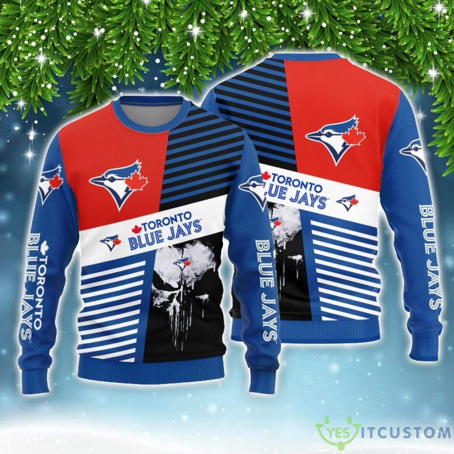 Toronto Blue Jays Skull Pattern Limited Sweater Ugly Christmas Gift 3 Toronto Blue Jays Skull Pattern Limited Sweater Ugly Christmas Gift Product Photo 1