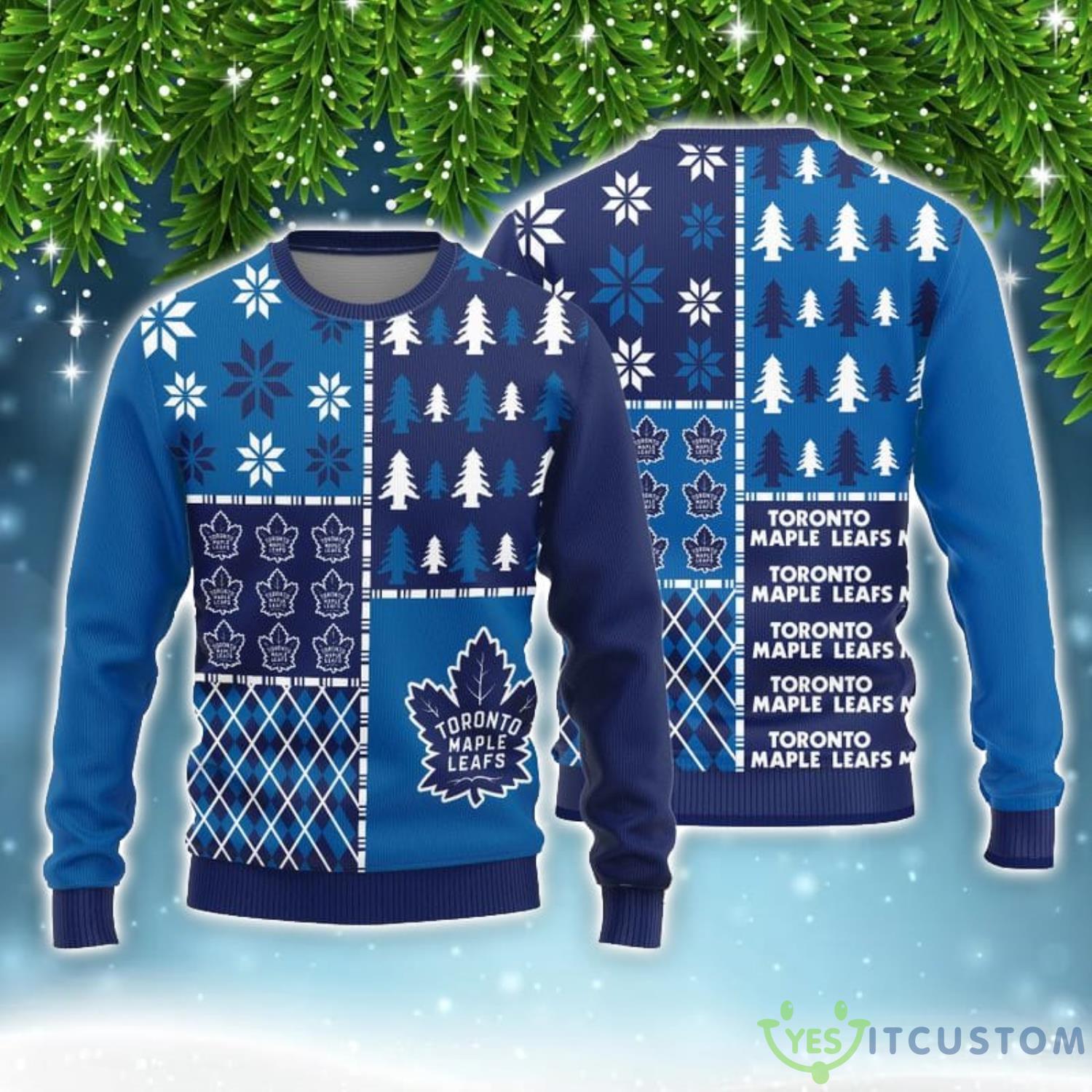 Toronto Maple Leafs Christmas Pine Trees Pattern Limited Sweater Ugly Christmas Gift 3 Toronto Maple Leafs Christmas Pine Trees Pattern Limited Sweater Ugly Christmas Gift Product Photo 1