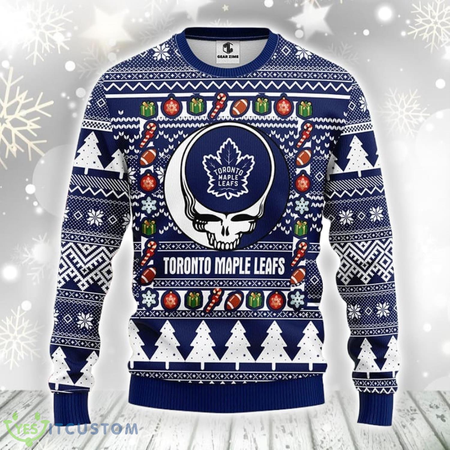 Toronto Maple Leafs Grateful Dead Ugly Christmas Sweater Xmas Christmas Holiday Gift For Fans 3 Toronto Maple Leafs Grateful Dead Ugly Christmas Sweater Xmas Christmas Holiday Gift For Fans Product Photo 1