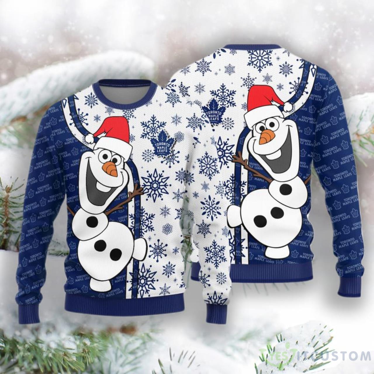 Toronto Maple Leafs Olaf Christmas Funny Knitted Sweater 3 Toronto Maple Leafs Olaf Christmas Funny Knitted Sweater Product Photo 1