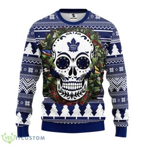 Toronto Maple Leafs Skull Flower Ugly Christmas Ugly Sweater Product Photo 1