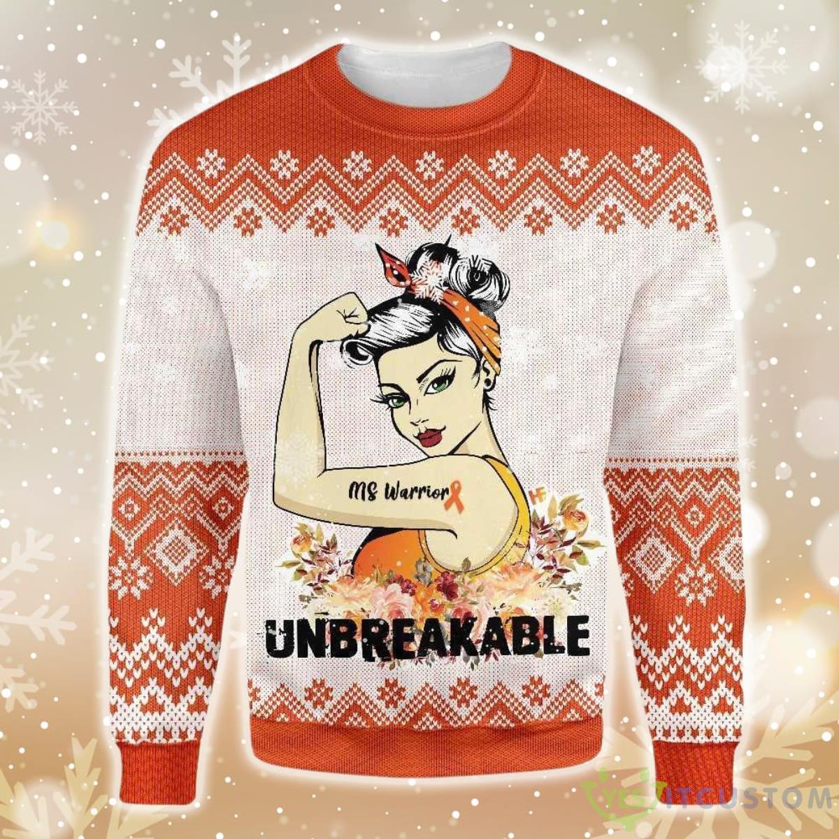Unbreakable Multiple Sclerosis Awareness Ugly Christmas Sweater 5 Unbreakable Multiple Sclerosis Awareness Ugly Christmas Sweater - Unbreakable Multiple Sclerosis Awareness EZ23 2310 All Over Print Sweatshirt_1