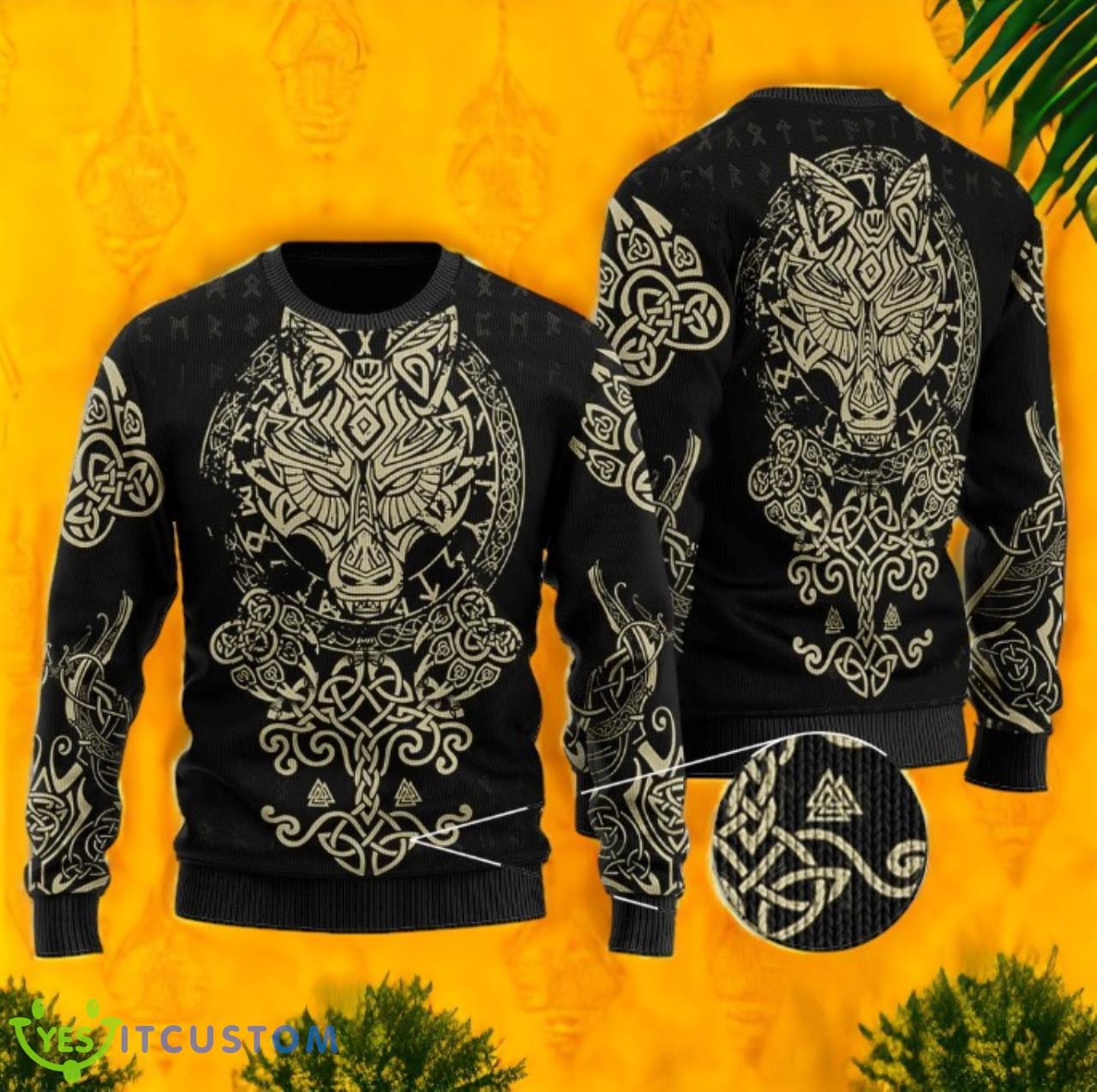 Viking Wolf Fenrir Ugly Christmas Sweater 3 Viking Wolf Fenrir Ugly Christmas Sweater Product Photo 1