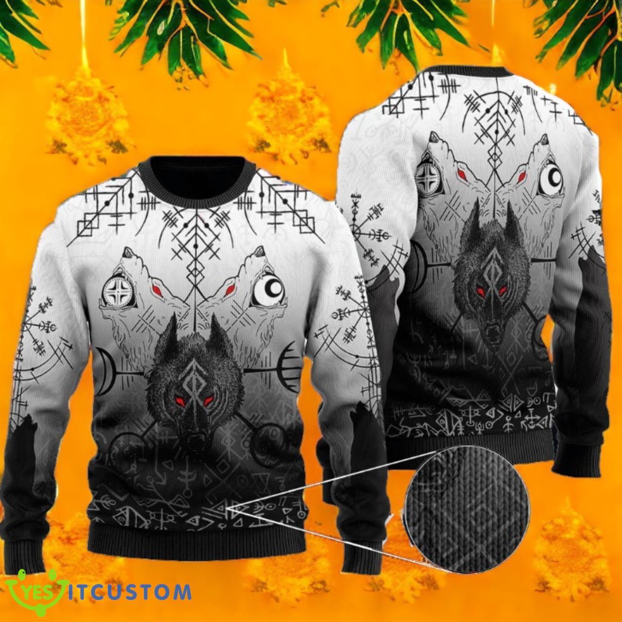 Viking Wolf Ugly Christmas Sweater 3 Viking Wolf Ugly Christmas Sweater Product Photo 1
