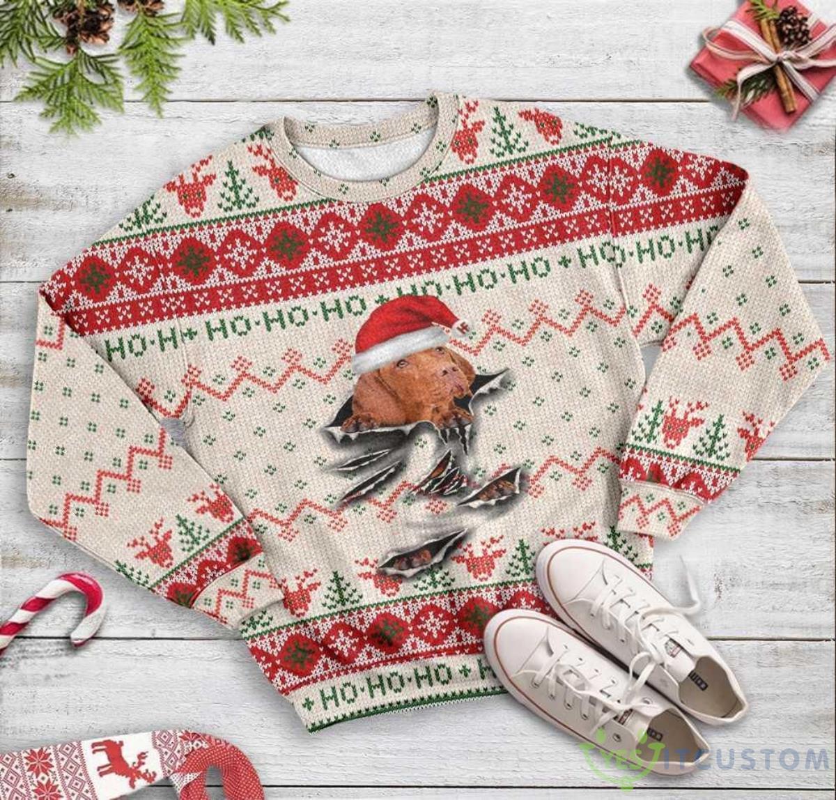 Vizsla Scratch Ugly Christmas Sweater 6 Vizsla Scratch Ugly Christmas Sweater - Ugly Christmas Vizsla Scratch EZ12 1510 All Over Print Sweatshirt_2