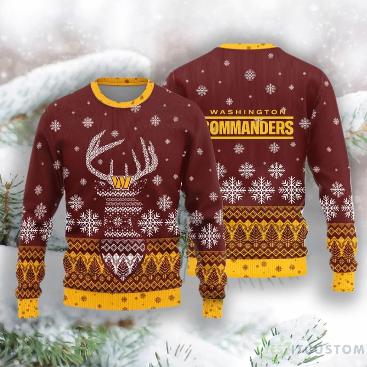 Washington Commanders Christmas Reindeer Knitted Sweater 3 Washington Commanders Christmas Reindeer Knitted Sweater Product Photo 1