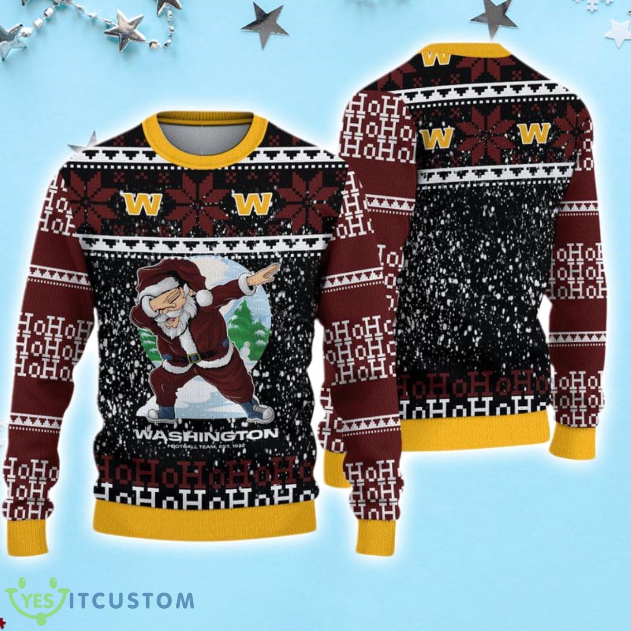 Washington Commanders Dabbing Santa Christmas Sweater 3 Washington Commanders Dabbing Santa Christmas Sweater Product Photo 1