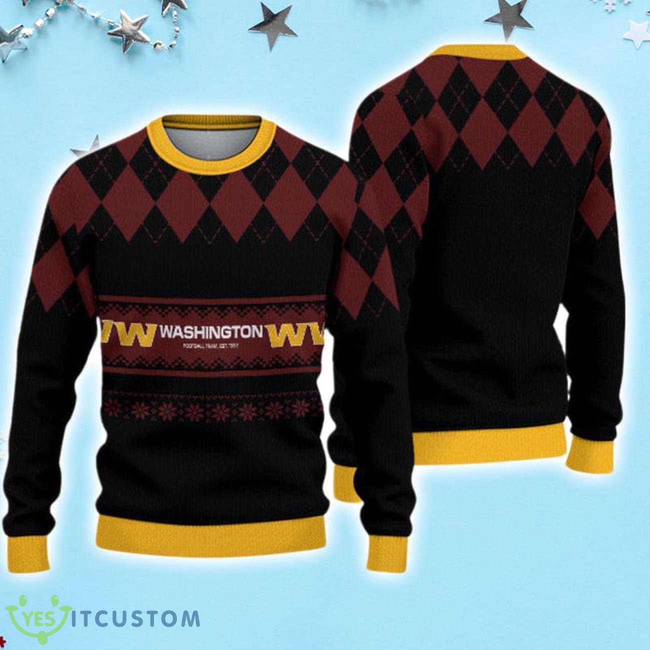 Washington Commanders Diamond Pattern Christmas Sweater 3 Washington Commanders Diamond Pattern Christmas Sweater Product Photo 1