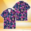 Washington Nationals Violet Red Hibiscus Blue Leaf Black Background 3D Hawaiian Shirt Gift For Fans Product Photo 1