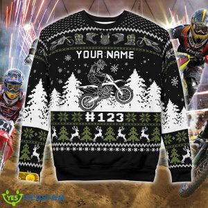 Xmas Motocross rider Knitted Best Black Christmas Sweater Custom Number And Name 3 Xmas Motocross rider Knitted Best Black Christmas Sweater Custom Number And Name - Xmas Motocross rider Ugly Christmas Sweater Photo 5