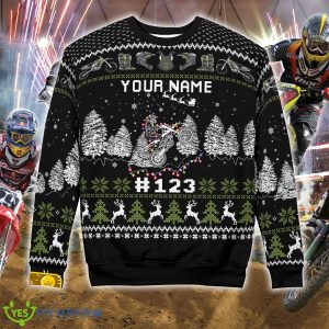 Xmas Motocross rider Knitted Race Black Christmas Sweater Custom Number And Name 3 Xmas Motocross rider Knitted Race Black Christmas Sweater Custom Number And Name - Xmas Motocross rider Ugly Christmas Sweater Photo 5