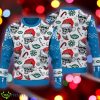 Xmas New York Jets Skull Candy Cane Blue Knitted 3D Sweater - Xmas New York Jets Skull Pattern Candy Cane Blue Knitted 3D Sweater