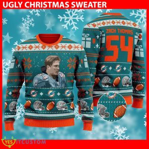 Zach Thomas miami dolphins NFL Ugly 3D Sweater For Christmas - Zach Thomas miami dolphins NFL Knitted Sweater Photo 1