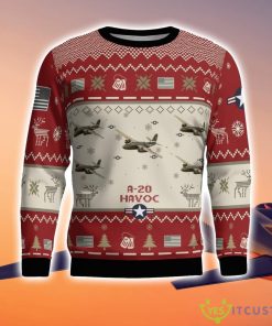 A-20 Havoc A20 Aircraft AOP Red Ugly Christmas Sweater Christmas Gift Veteran 3D Sweater Product Photo 2