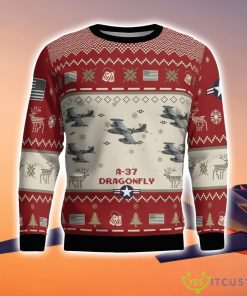 A-37 Dragonfly A37 Aircraft AOP Red Ugly Christmas Sweater Christmas Gift Veteran 3D Sweater 4 A-37 Dragonfly A37 Aircraft AOP Red Ugly Christmas Sweater Christmas Gift Veteran 3D Sweater Product Photo 2