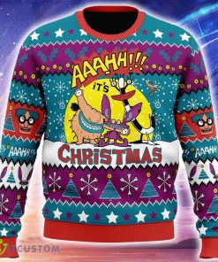 Aaahh!!! Real Monsters Nickelodeon Knitted Christmas Sweater AOP Gift For Men And Women - Aaahh!!! Real Monsters Nickelodeon Ugly Christmas Sweater_1