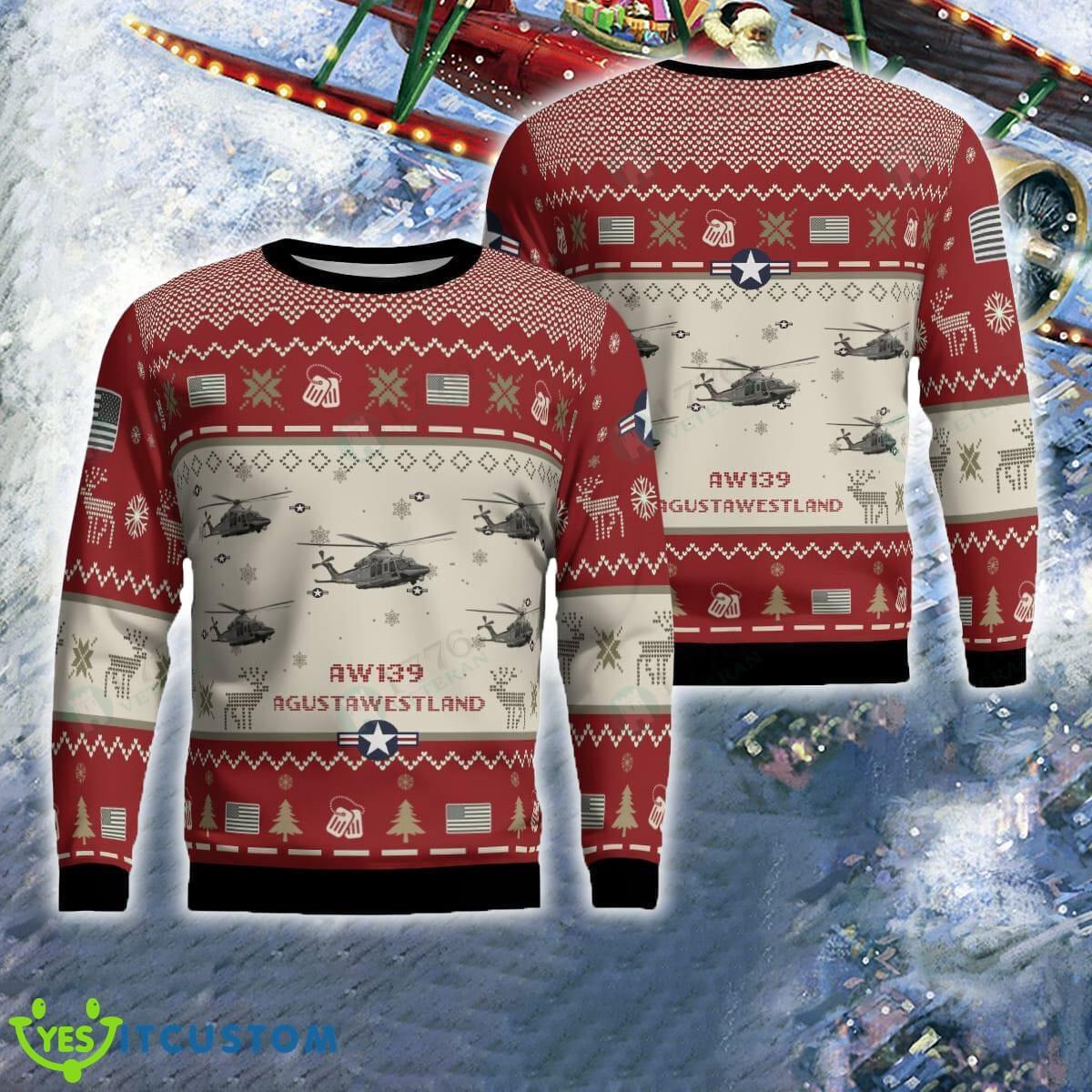 AgustaWestland AW139 Red Aircraft Christmas Ugly Sweater US Air Force 5 AgustaWestland AW139 Red Aircraft Christmas Ugly Sweater US Air Force - AgustaWestland AW139 Red Aircraft Christmas Ugly Sweater US Air Force Photo 1
