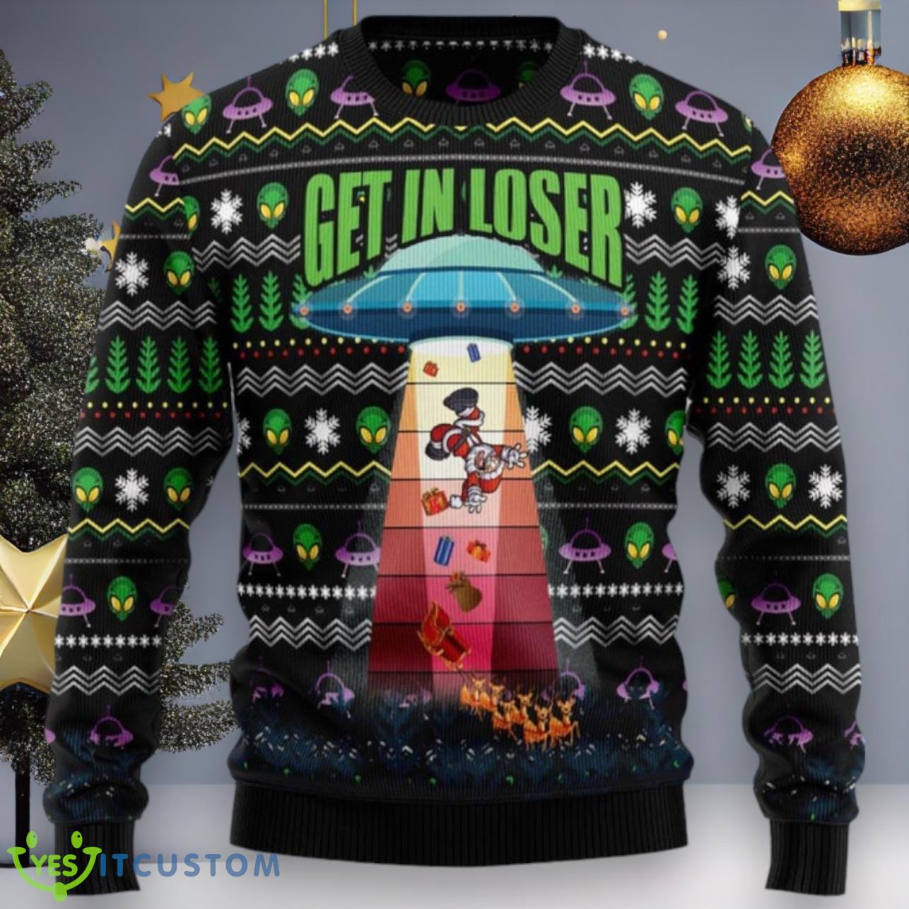 Alien Get In Loser Ugly Christmas Sweater 3 Alien Get In Loser Ugly Christmas Sweater Product Photo 1