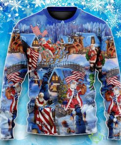 America Christmas Patriotic Santa Claus Ugly Christmas Sweater Product Photo 2