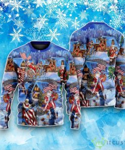 America Christmas Patriotic Santa Claus Ugly Christmas Sweater Product Photo 1