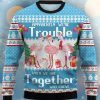 Apparently We’re In Trouble Christmas Flamingoes Print Crewneck Ugly Sweater Product Photo 1