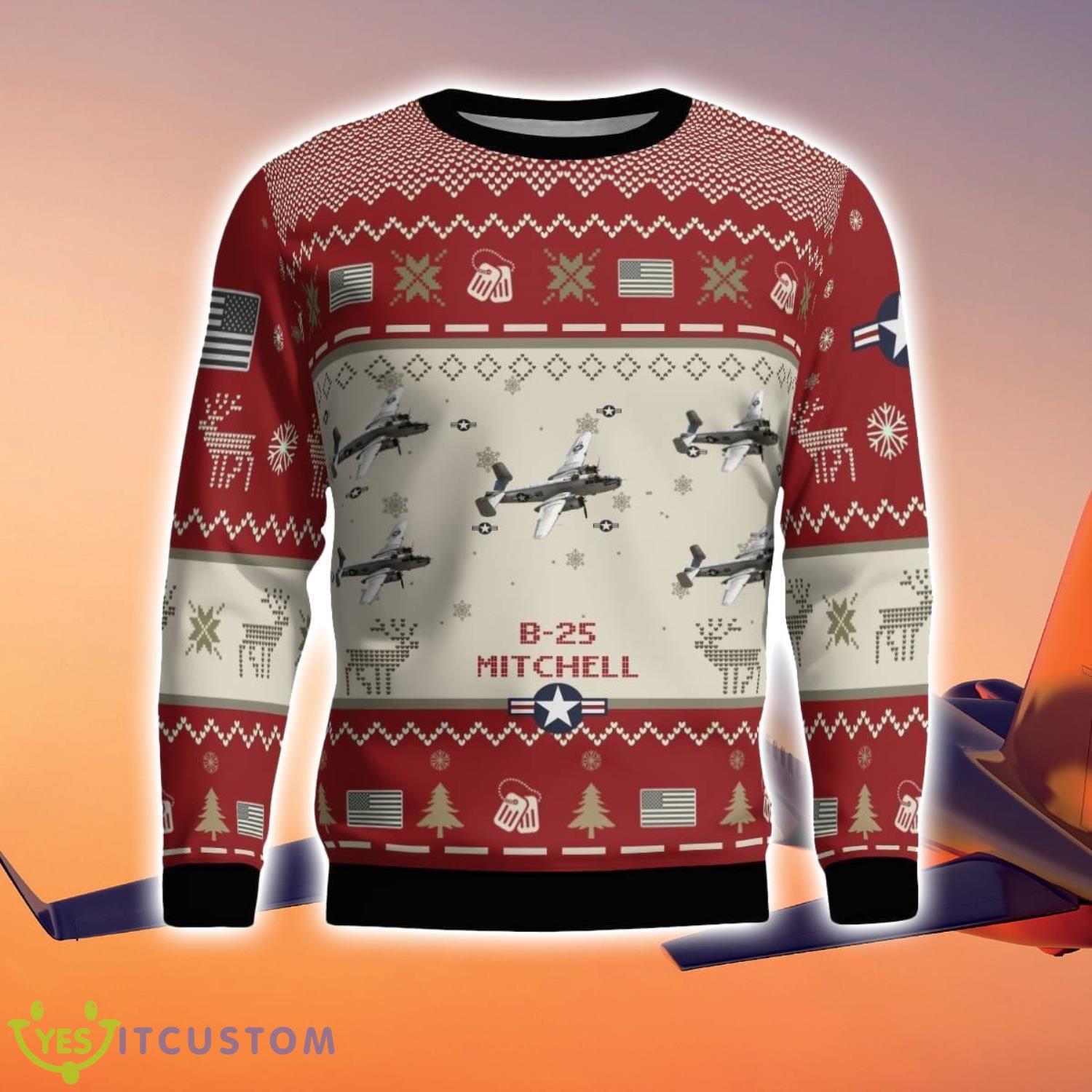 B-25 Mitchell B25 Aircraft Ugly Christmas Sweater Christmas Gift Veteran 3D Sweater 8 B-25 Mitchell B25 Aircraft Ugly Christmas Sweater Christmas Gift Veteran 3D Sweater Product Photo 2