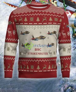 BAC Strikemaster Aircraft Red Ugly Christmas 3D Sweater For Air Force - BAC Strikemaster Aircraft Ugly Christmas Sweater For Men And Women Red Photo 2