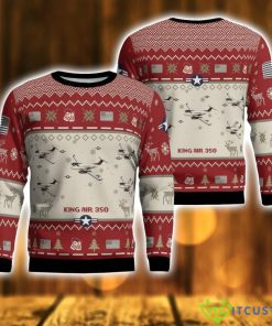 Beechcraft King Air 350 Aircraft Red Ugly Christmas Sweater Veteran USA Air Force 3D Sweater Christmas Gift Product Photo 1