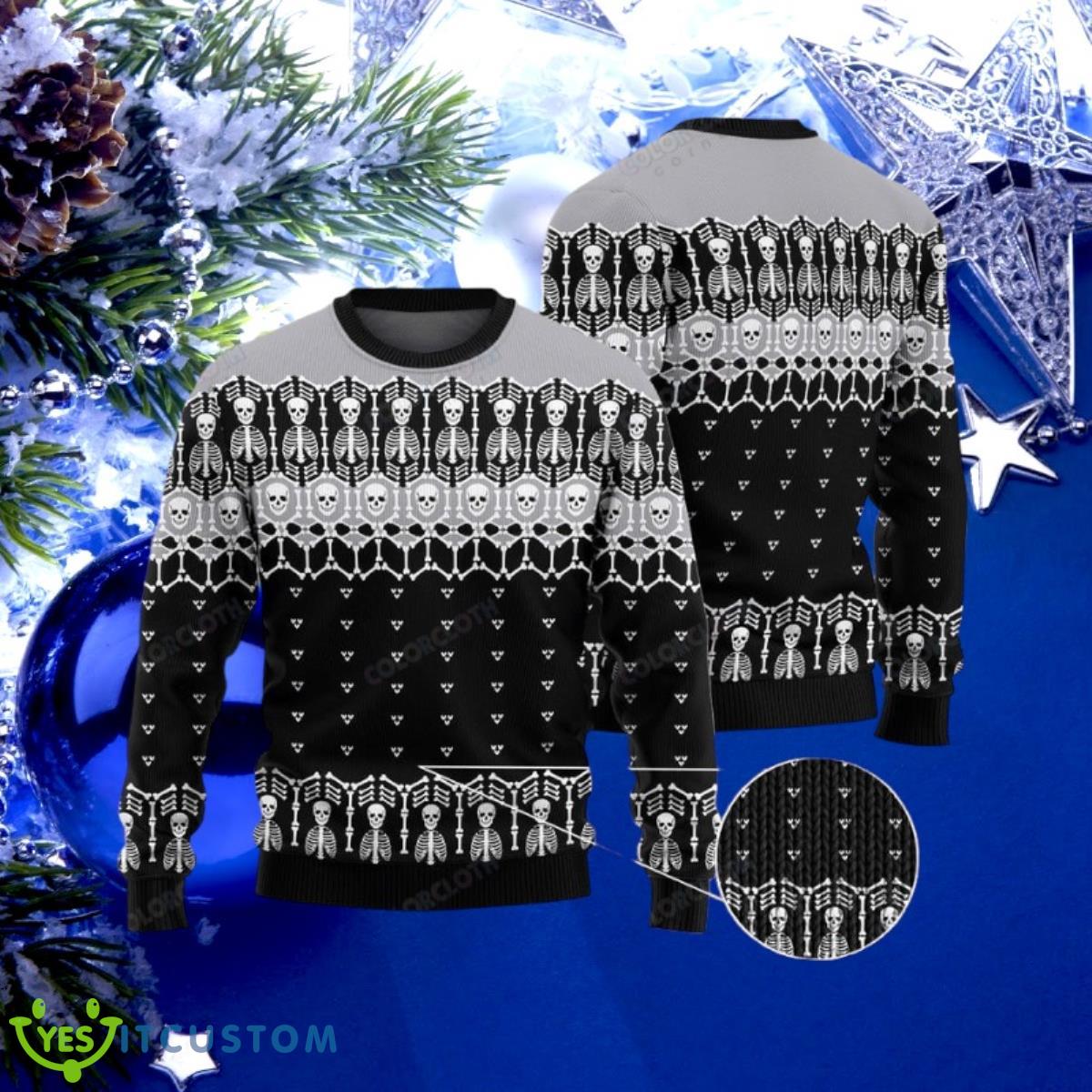 Black And White Skeleton Ugly Christmas Sweater Best Gift 3 Black And White Skeleton Ugly Christmas Sweater Best Gift Product Photo 1
