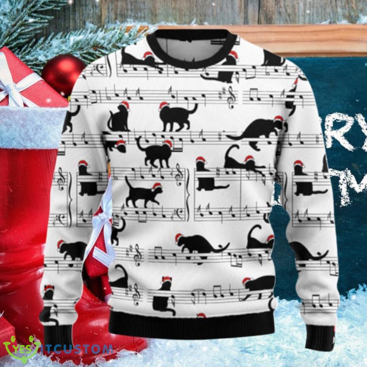 Black Cat Christmas Music Notes Ugly Christmas Sweaters Best Gift For Men And Women 3 Black Cat Christmas Music Notes Ugly Christmas Sweaters Best Gift For Men And Women Product Photo 1