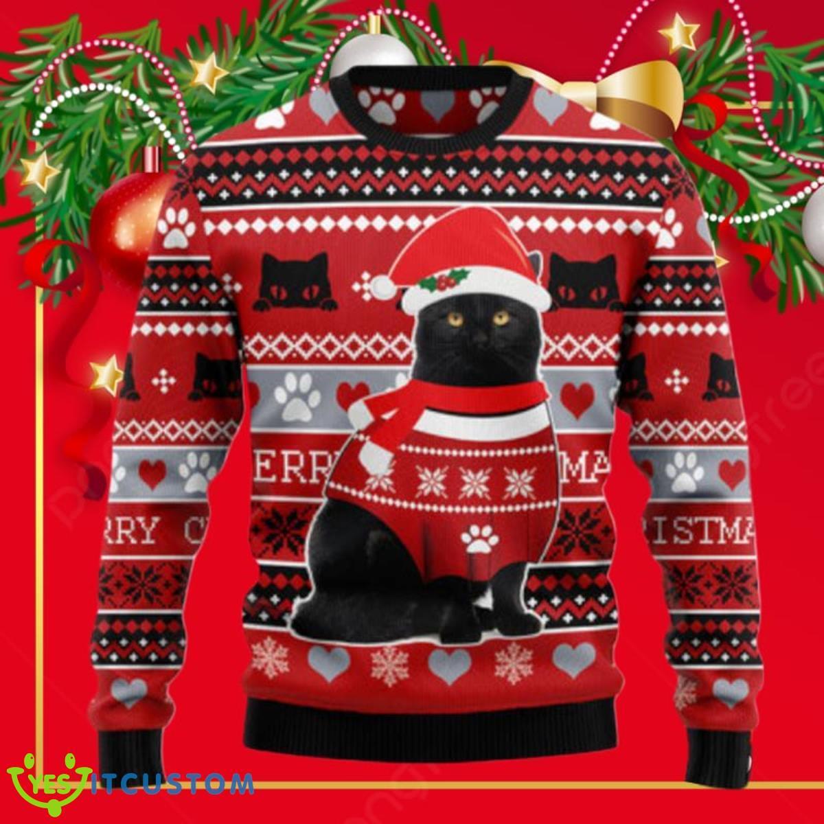 Black Cat Christmas Pattern Ugly Christmas Sweaters Best Gift For Men And Women 3 Black Cat Christmas Pattern Ugly Christmas Sweaters Best Gift For Men And Women Product Photo 1