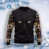 Black Cat Cute Face Ugly Christmas Sweater Product Photo 1