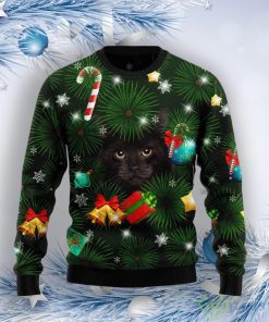 Black Cat Inside Tree Ugly Christmas Sweater Product Photo 1